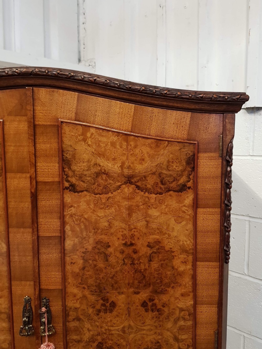 ANTIQUE  BURR WALNUT TALLBOY C1920 View V