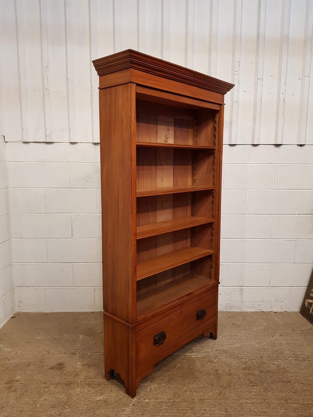 ANTIQUE LATE VICTORIAN SATINWOOD TALL NARROW BOOKCASE C1890  View IV