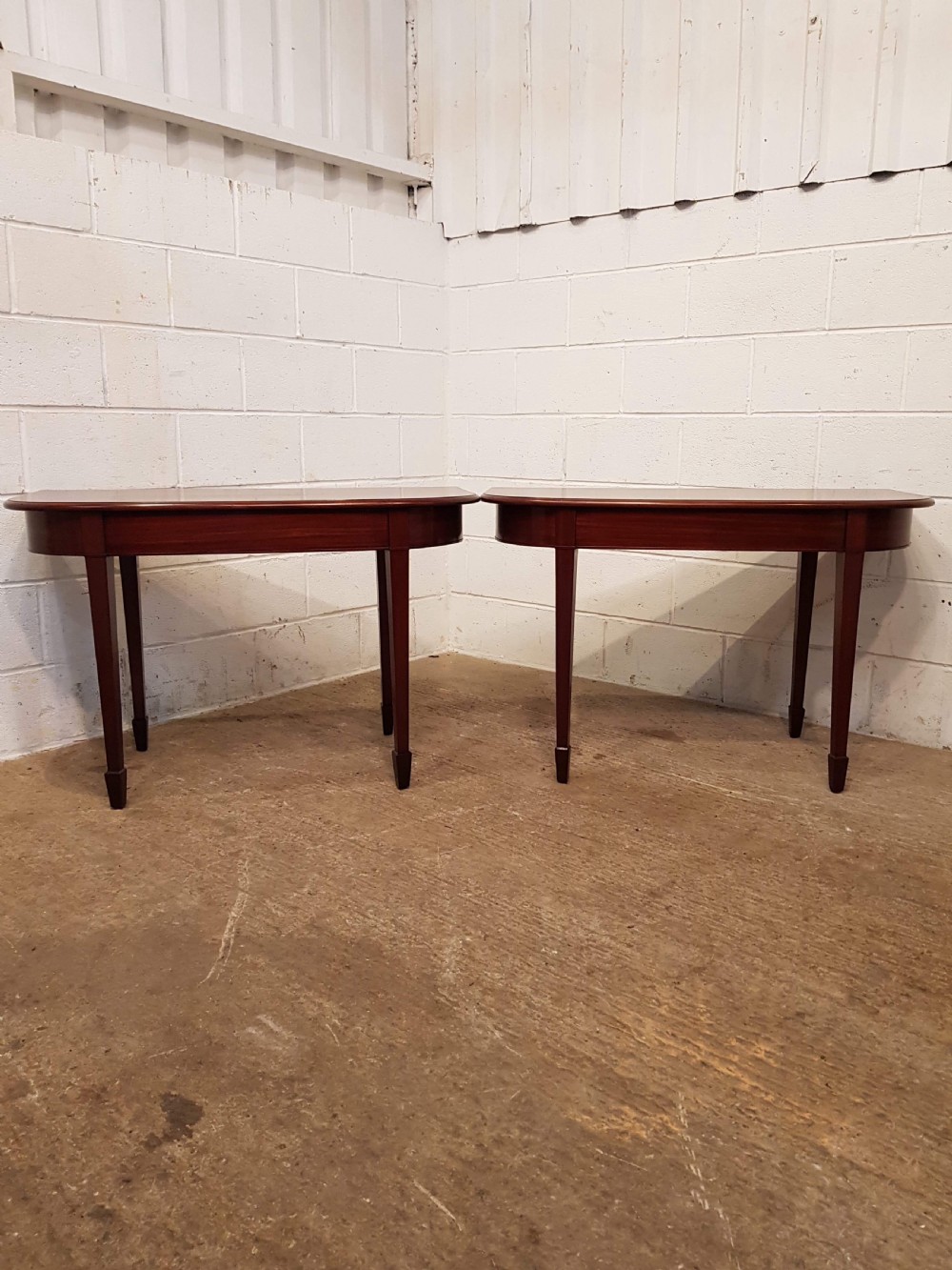 ANTIQUE PAIR EDWARDIAN MAHOGANY D END SIDE TABLES C1900 View II