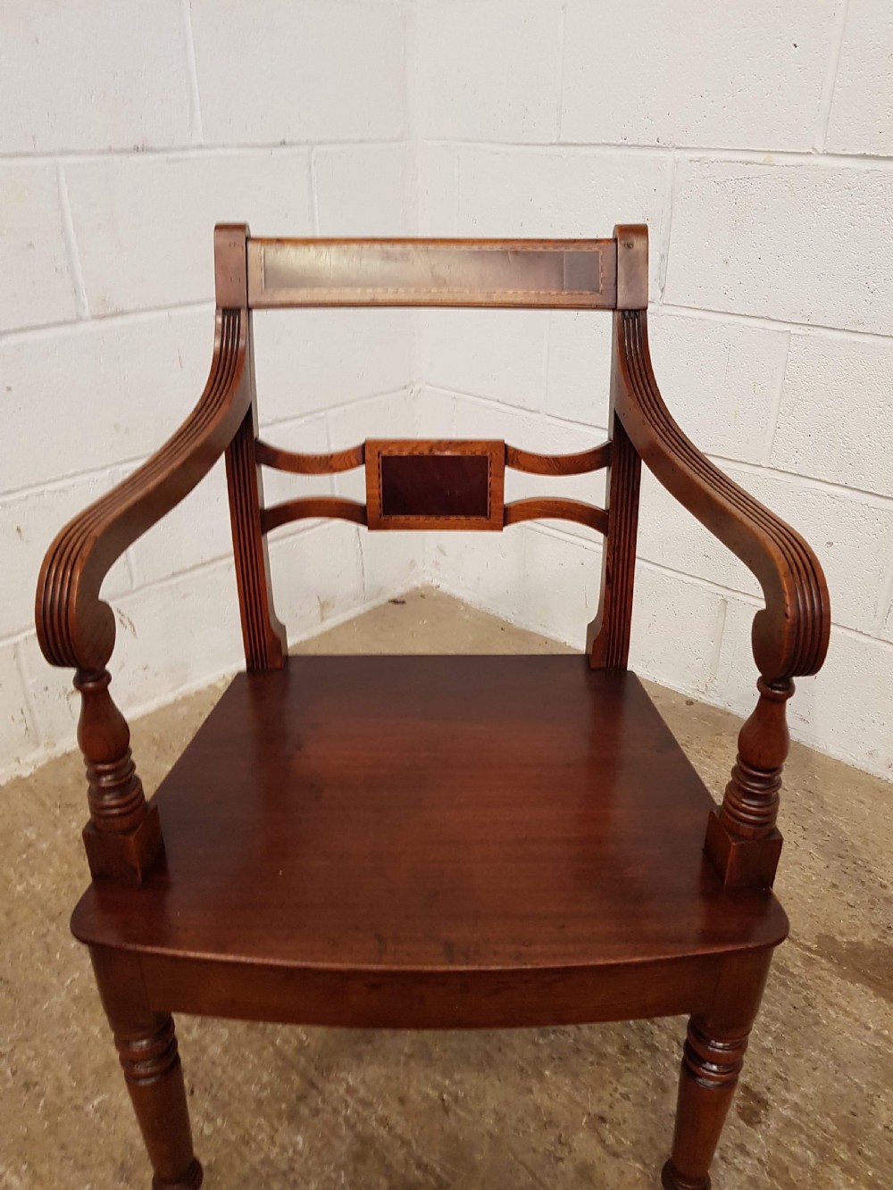 ANTIQUE PAIR REGENCY OAK & MAHOGANY LIBRARY CHAIRS C1820 View IV