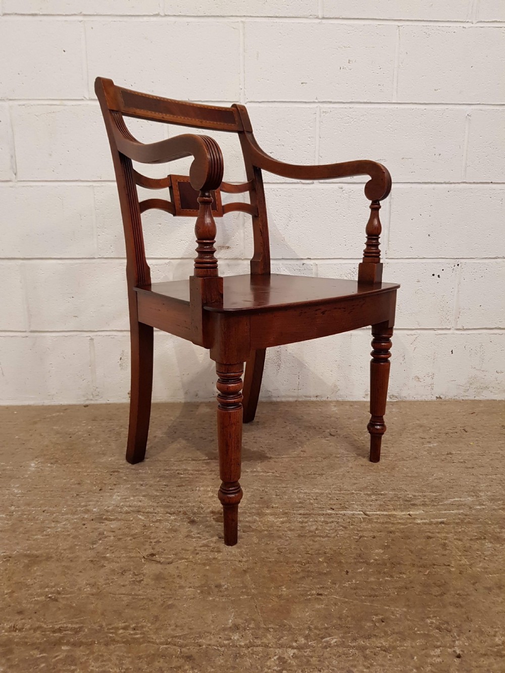 ANTIQUE PAIR REGENCY OAK & MAHOGANY LIBRARY CHAIRS C1820 View VII