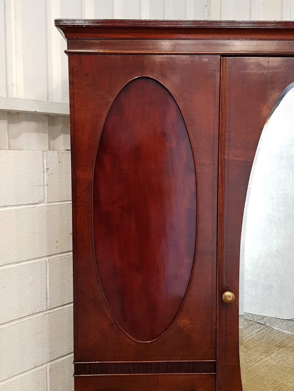 ANTIQUE EDWARDIAN REGENCY MAHOGANY DOUBLE WARDROBE C1900 View VI