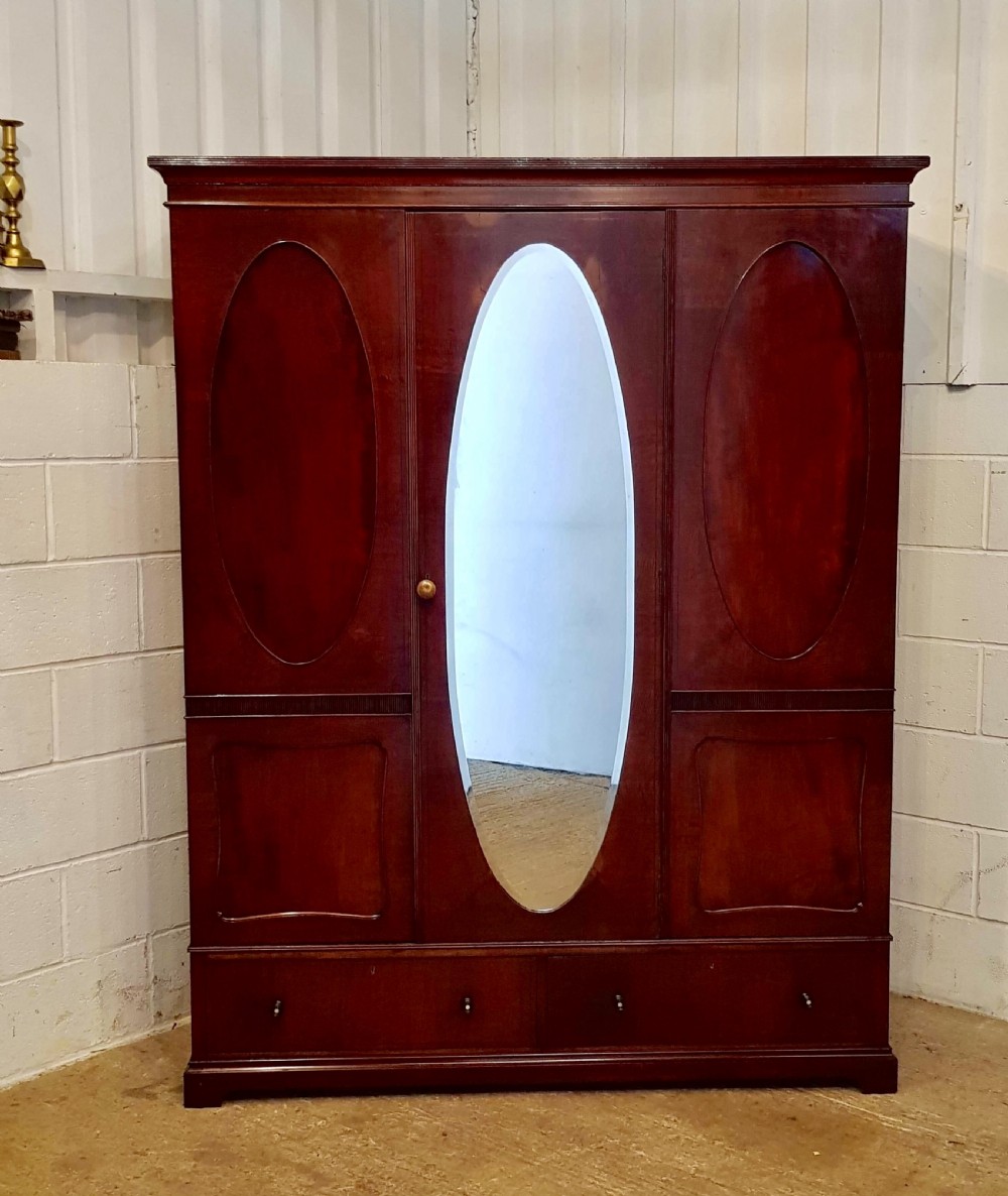 ANTIQUE EDWARDIAN REGENCY MAHOGANY DOUBLE WARDROBE C1900 View VII