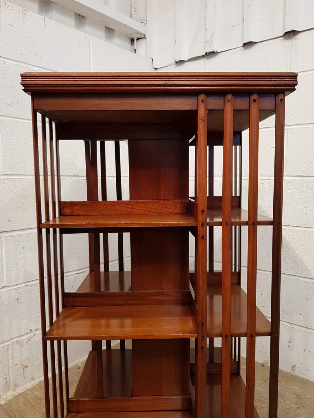 ANTIQUE LARGE EDWARDIAN WALNUT REVOLVING BOOKCASE C1900 View II