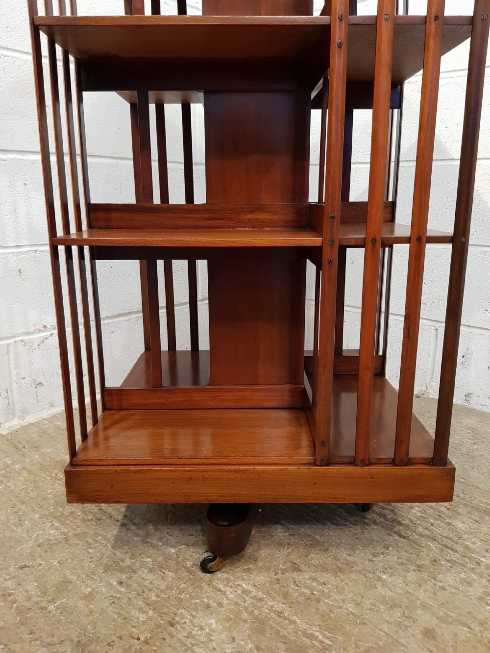 ANTIQUE LARGE EDWARDIAN WALNUT REVOLVING BOOKCASE C1900 View IV