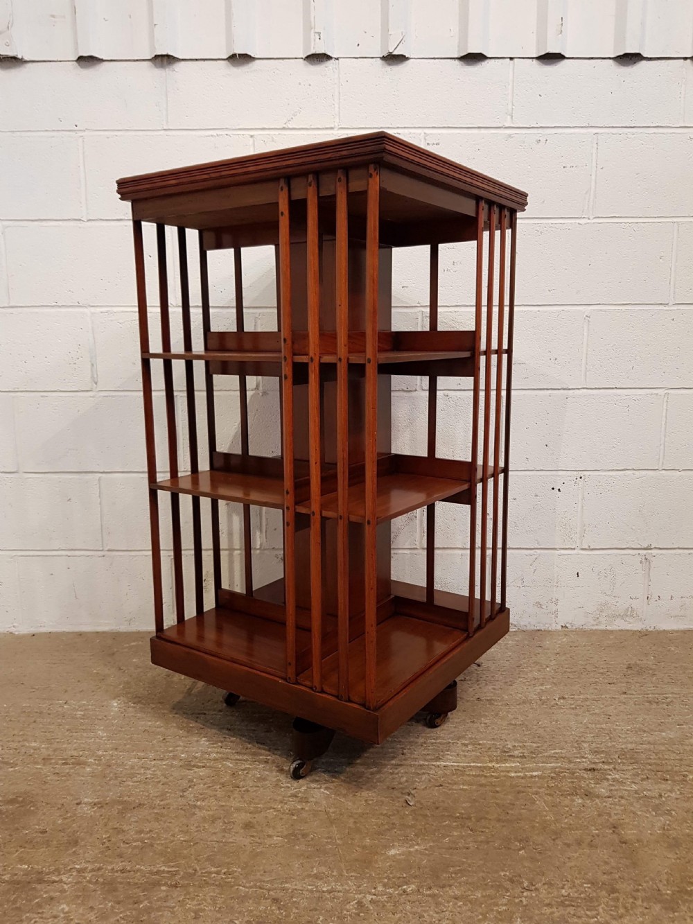 ANTIQUE LARGE EDWARDIAN WALNUT REVOLVING BOOKCASE C1900 View V