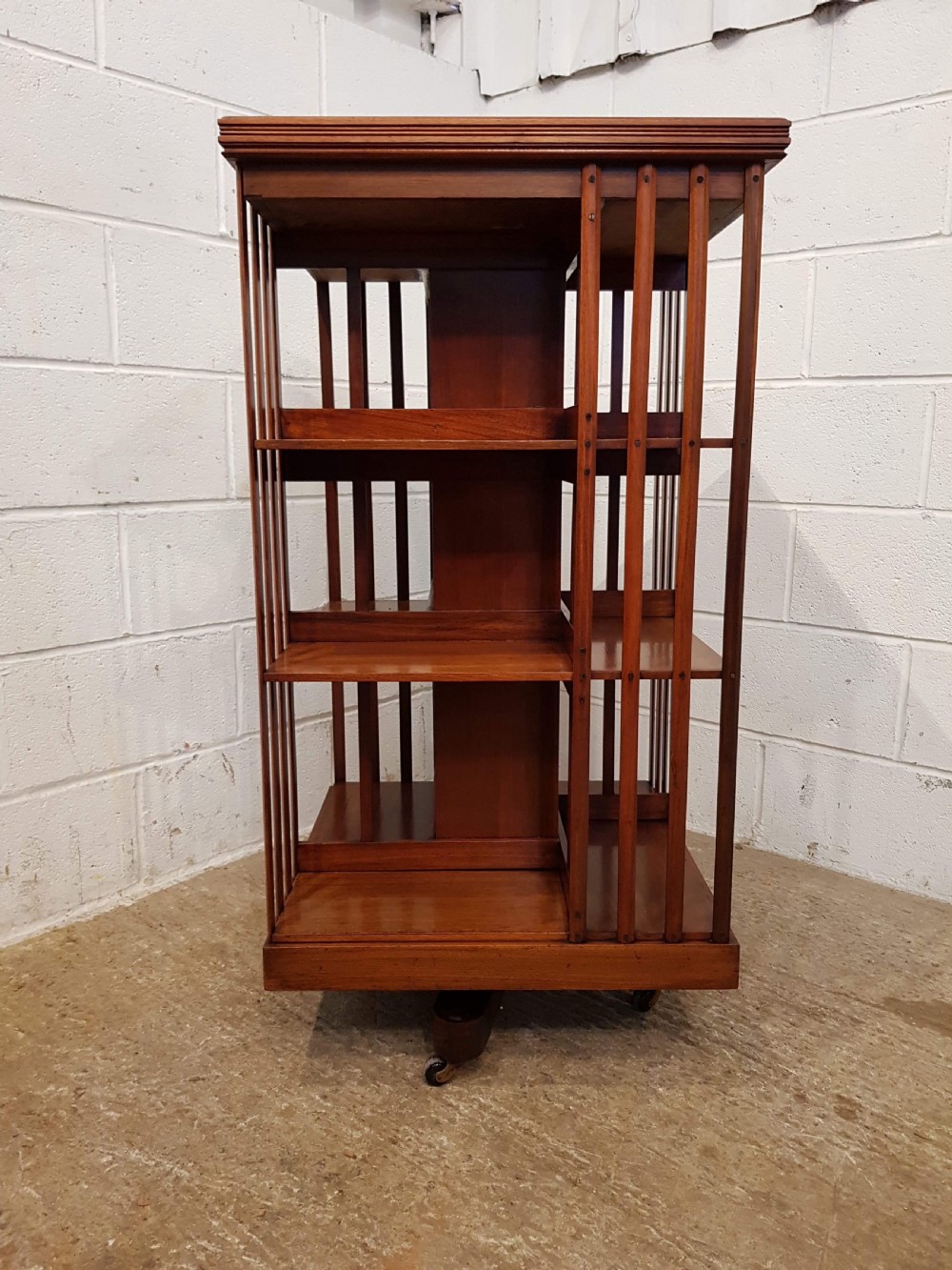ANTIQUE LARGE EDWARDIAN WALNUT REVOLVING BOOKCASE C1900 View VII