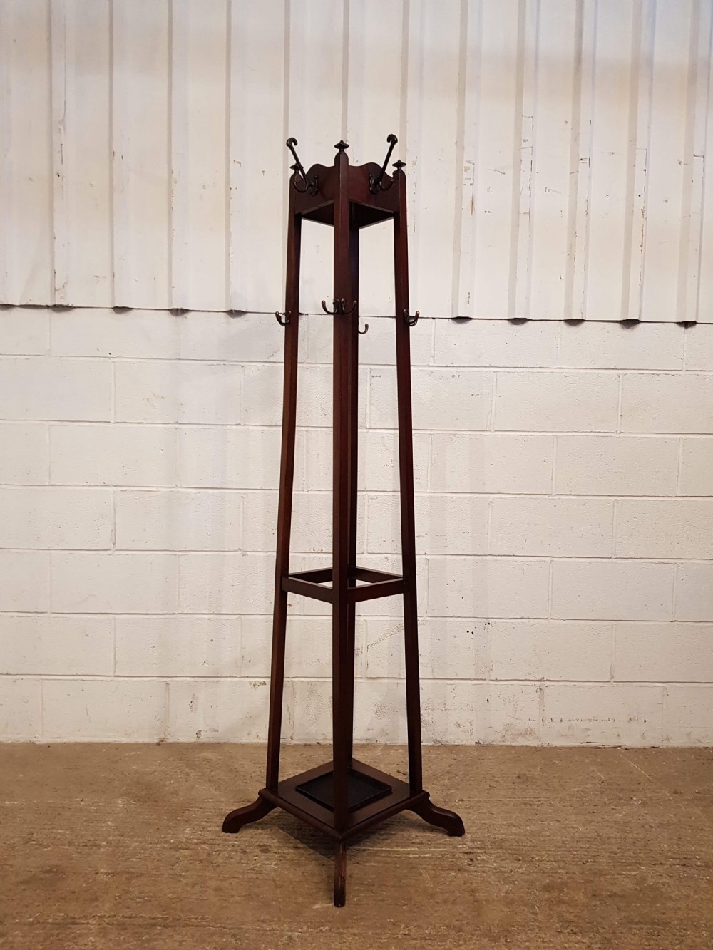 ANTIQUE EDWARDIAN MAHOGANY TALL HAT COAT AND STICK STAND C1900 View III