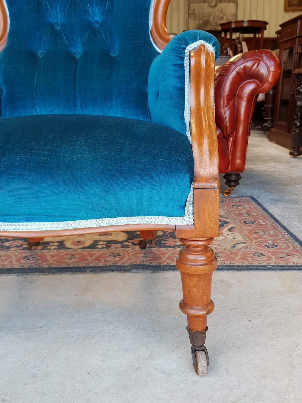 ANTIQUE VICTORIAN MAHOGANY SHOW FRAME SALON ARMCHAIR C1880 View III