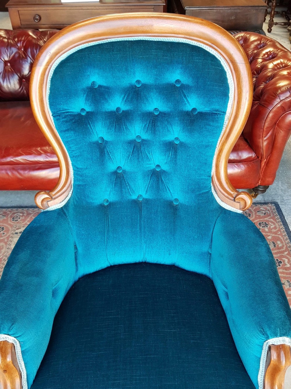 ANTIQUE VICTORIAN MAHOGANY SHOW FRAME SALON ARMCHAIR C1880 View VI