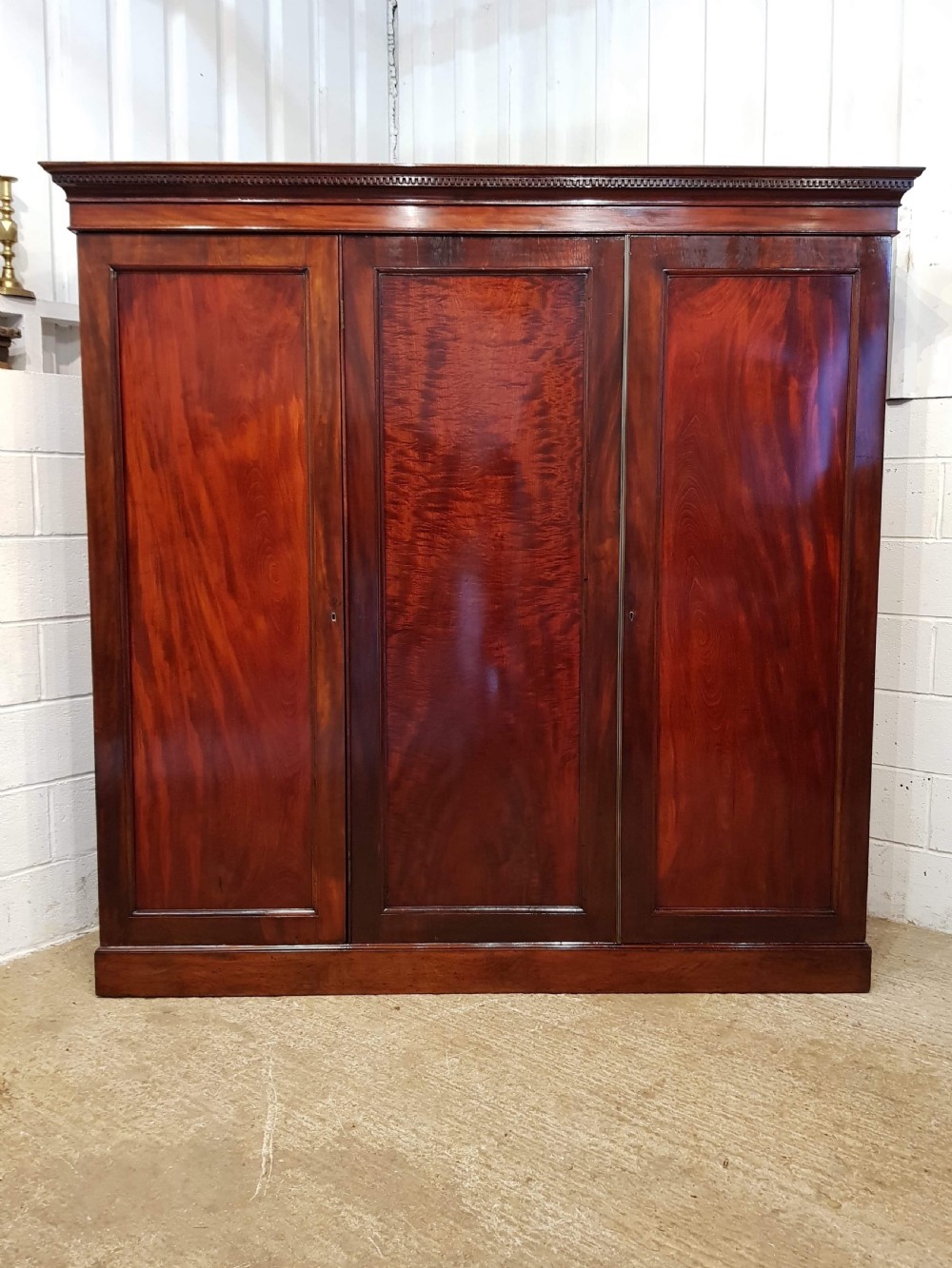 ANTIQUE VICTORIAN MAHOGANY TRIPLE WARDROBE C1880 View IV
