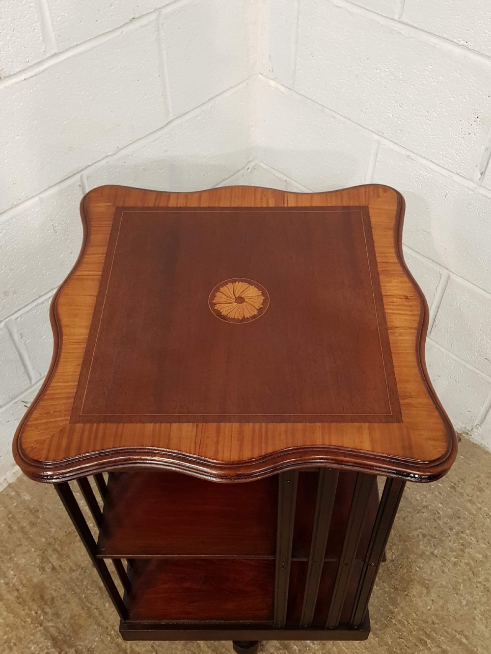 ANTIQUE EDWARDIAN INLAID MAHOGANY REVOLVING BOOKCASE C1900 View II