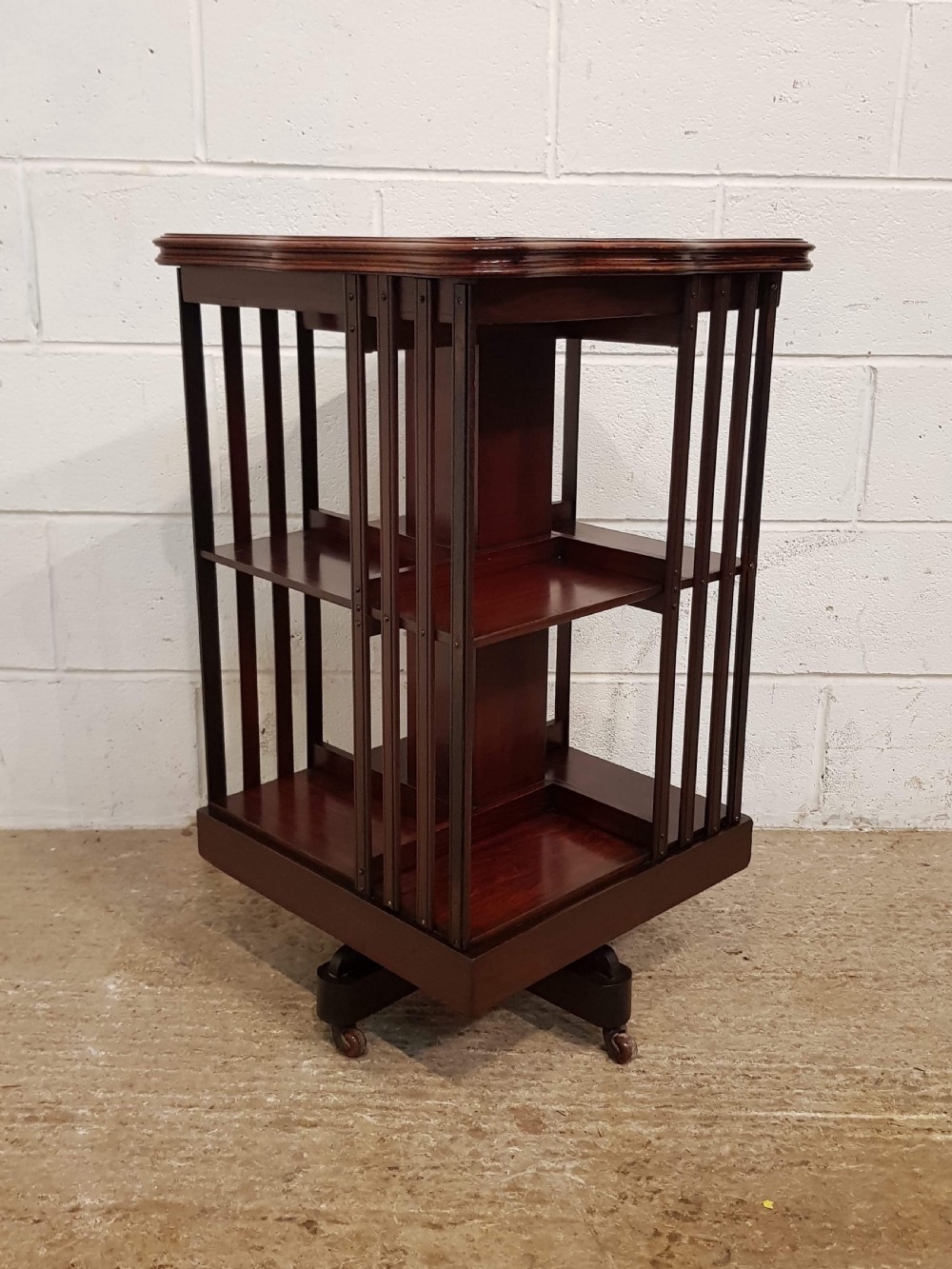 ANTIQUE EDWARDIAN INLAID MAHOGANY REVOLVING BOOKCASE C1900 View III