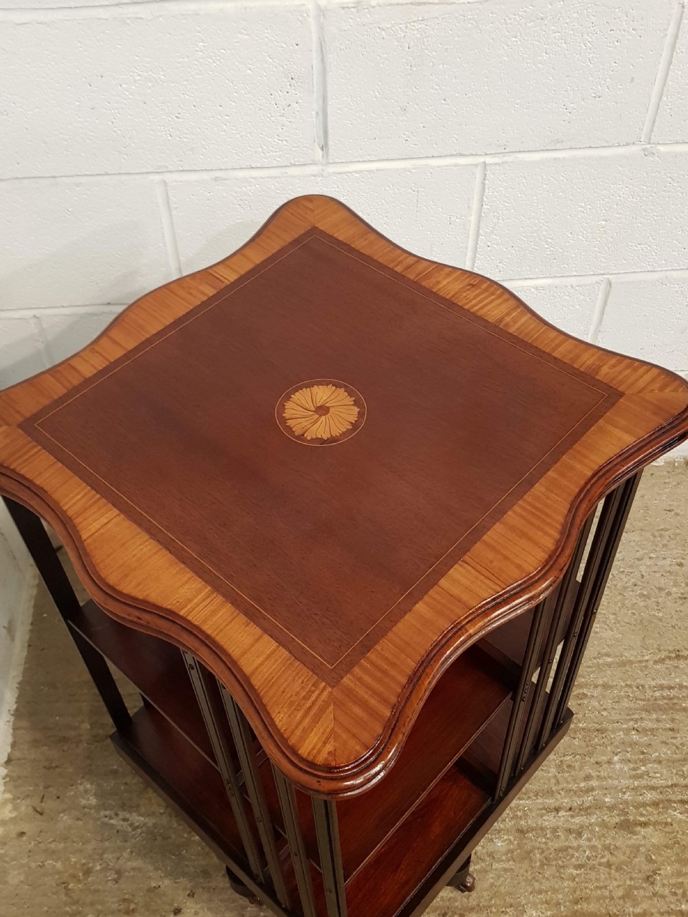 ANTIQUE EDWARDIAN INLAID MAHOGANY REVOLVING BOOKCASE C1900 View IV