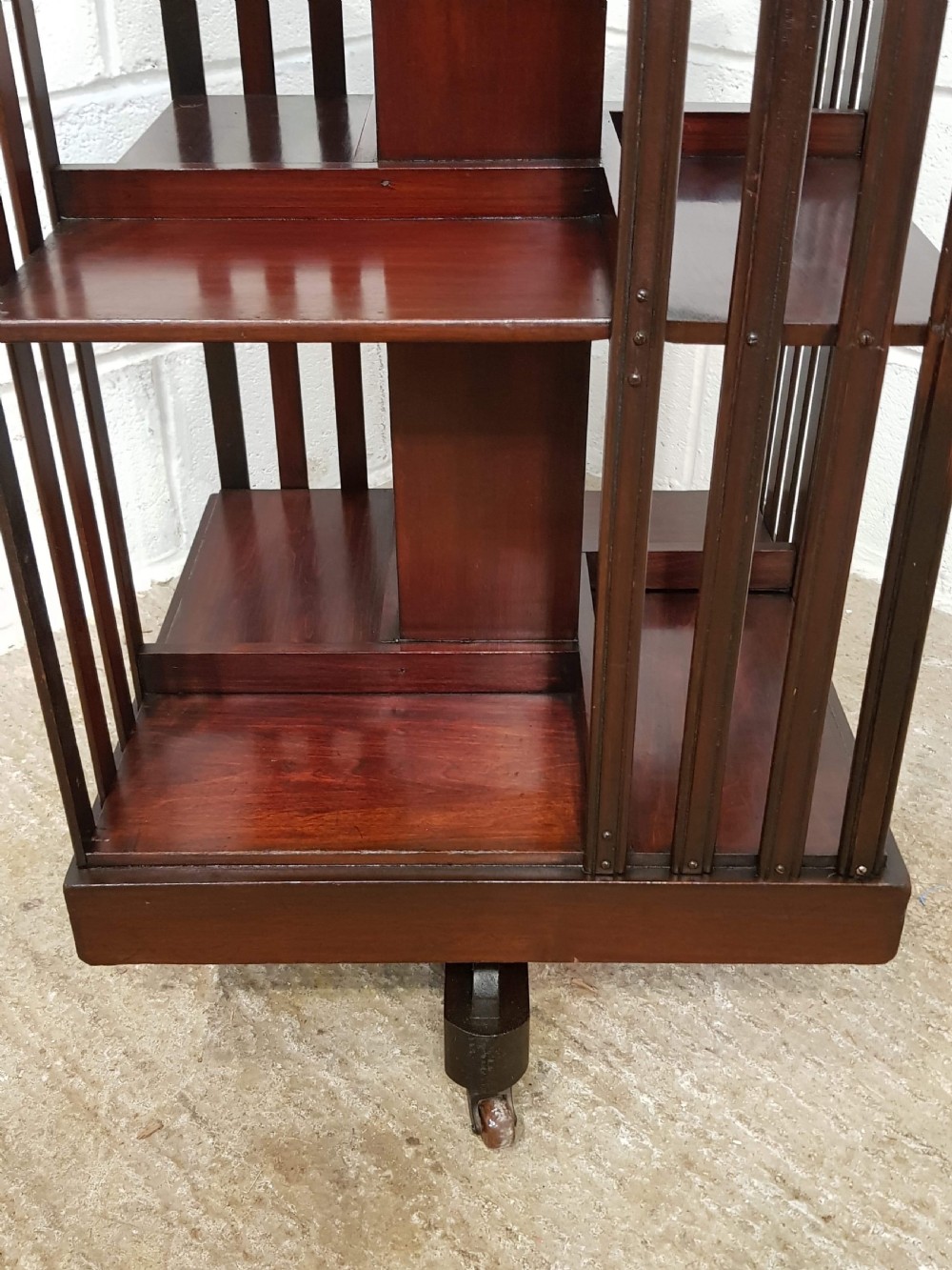 ANTIQUE EDWARDIAN INLAID MAHOGANY REVOLVING BOOKCASE C1900 View V