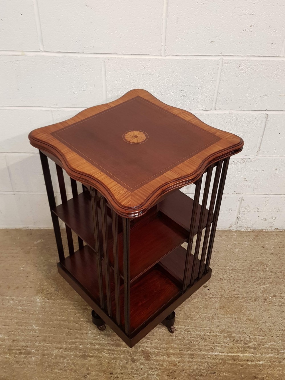 ANTIQUE EDWARDIAN INLAID MAHOGANY REVOLVING BOOKCASE C1900 View VI