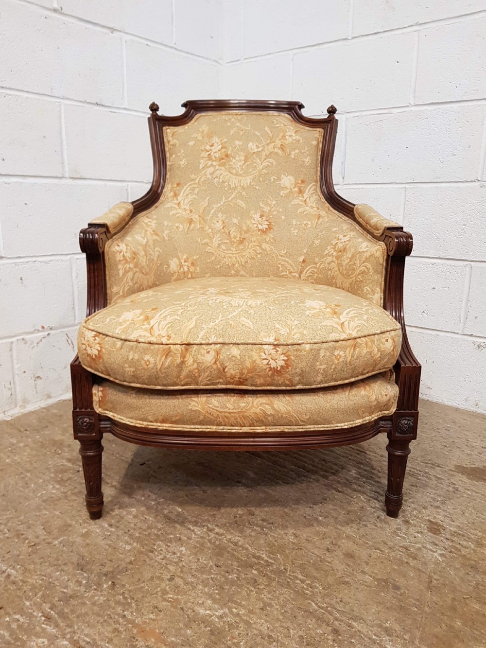 ANTIQUE PAIR FRENCH WALNUT SALON ARMCHAIRS C1920 View II