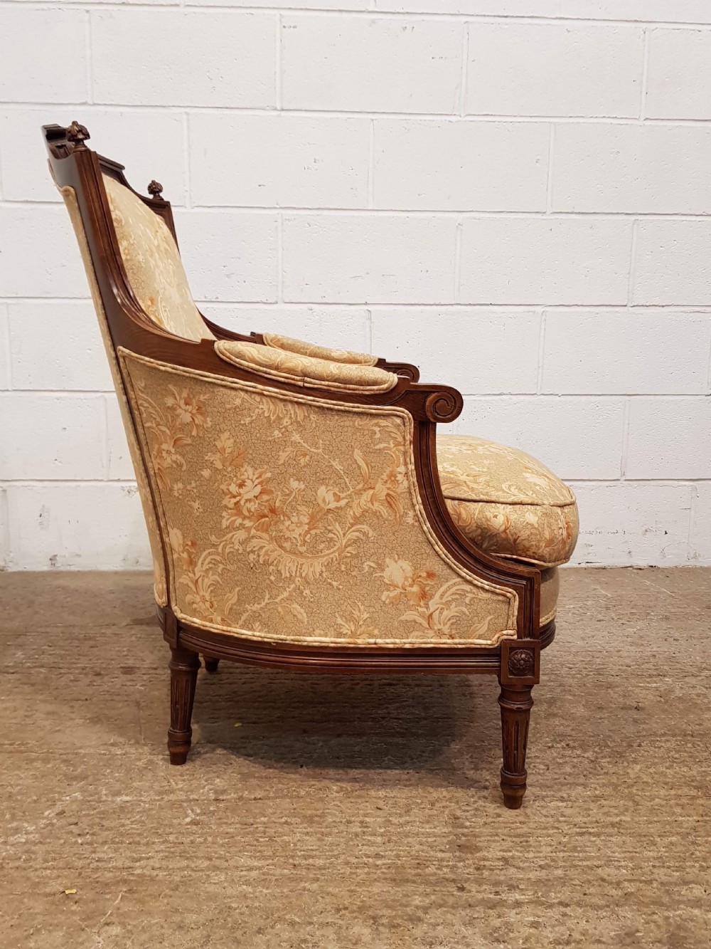ANTIQUE PAIR FRENCH WALNUT SALON ARMCHAIRS C1920 View IV