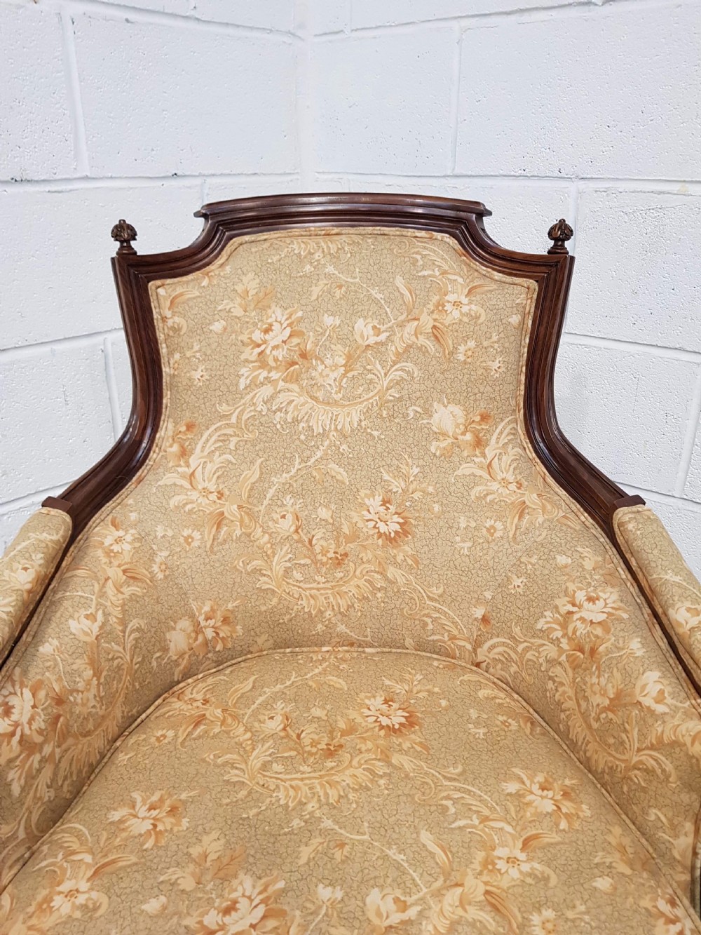 ANTIQUE PAIR FRENCH WALNUT SALON ARMCHAIRS C1920 View VIII