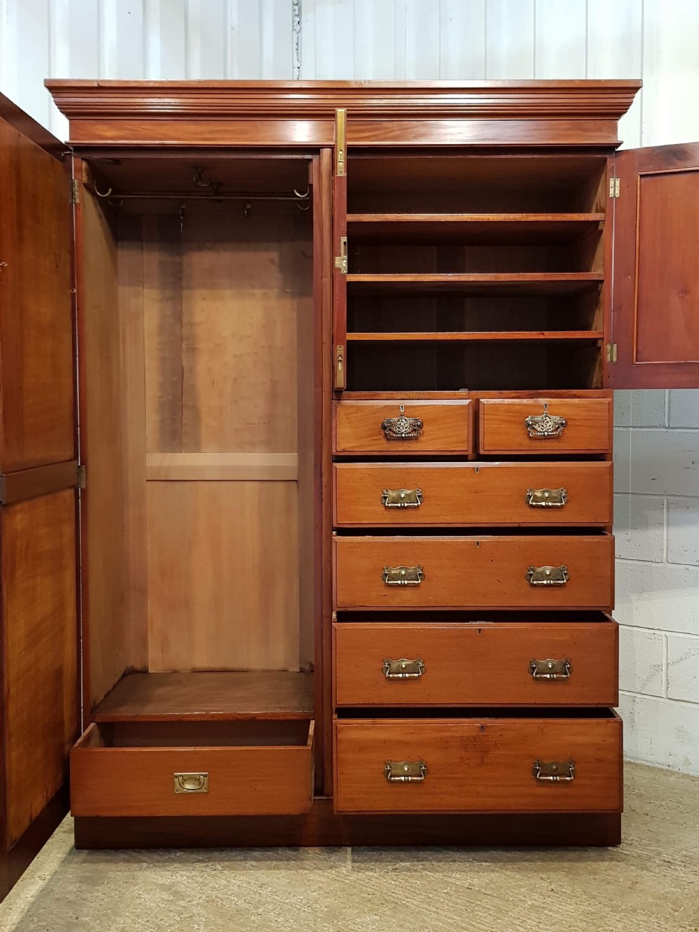 ANTIQUE LATE VICTORIAN WALNUT COMBINATION WARDROBE C1890 View II