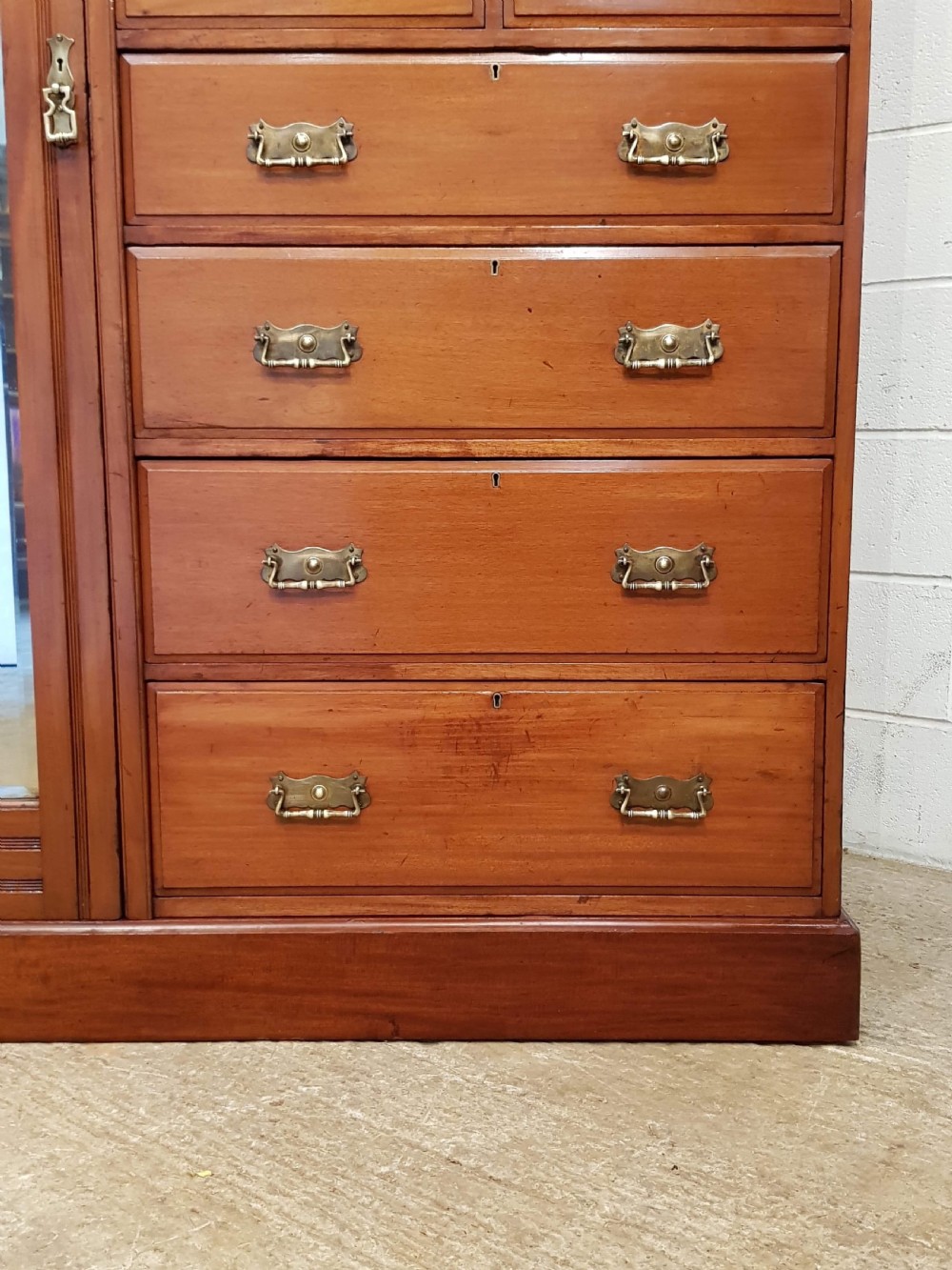ANTIQUE LATE VICTORIAN WALNUT COMBINATION WARDROBE C1890 View V
