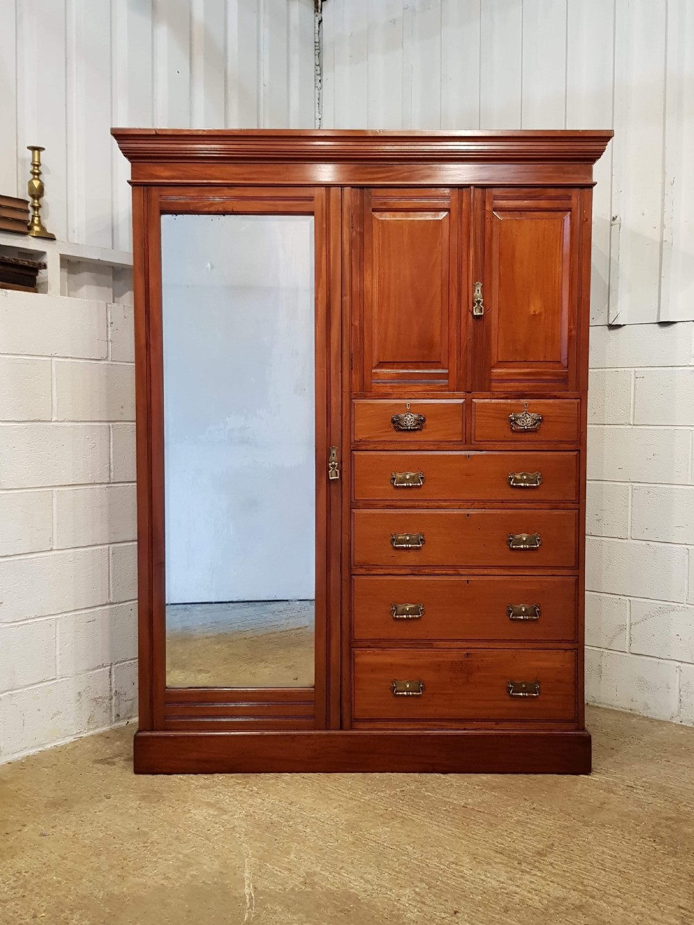 ANTIQUE LATE VICTORIAN WALNUT COMBINATION WARDROBE C1890 View VI