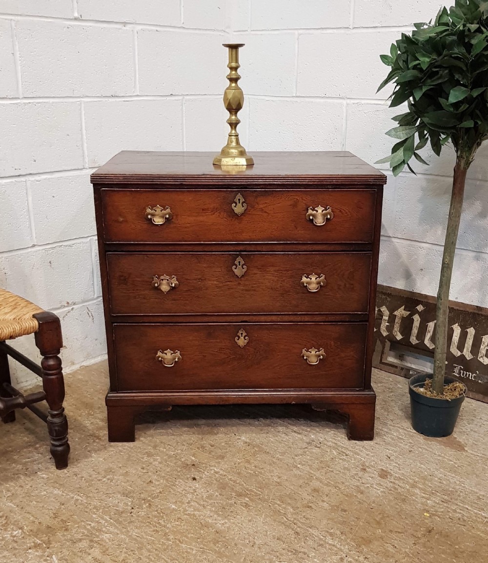 ANTIQUE 18TH CENTURY PERIOD COUNTRY OAK SMALL CHEST OF DRAWERS C1780