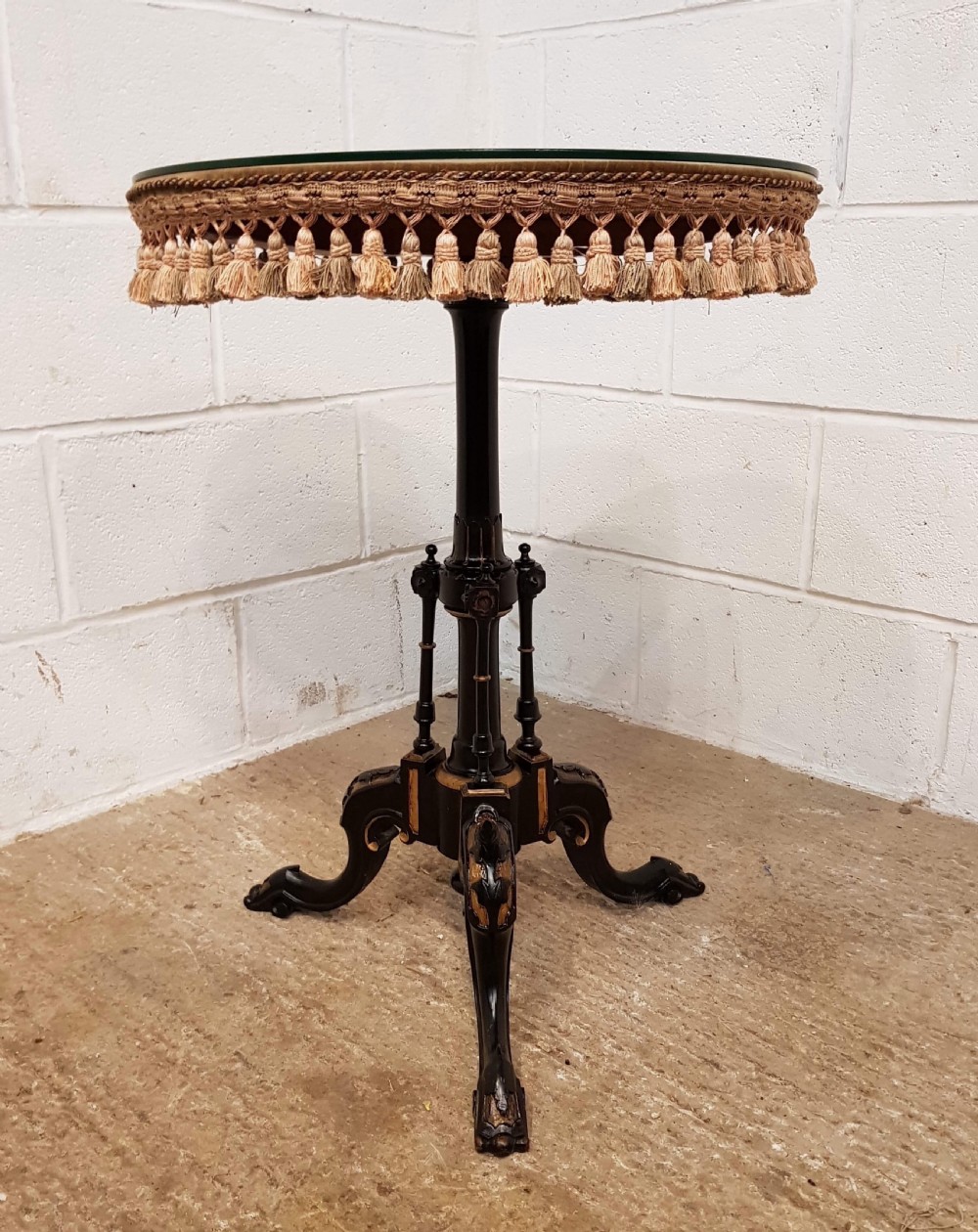 ANTIQUE VICTORIAN AESTHETIC  GLASS TOPPED GYPSY TABLE C1880 View V