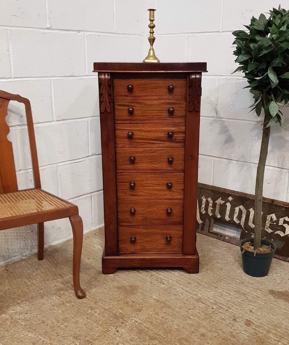 ANTIQUE VICTORIAN MAHOGANY WELLINGTON CHEST C1880