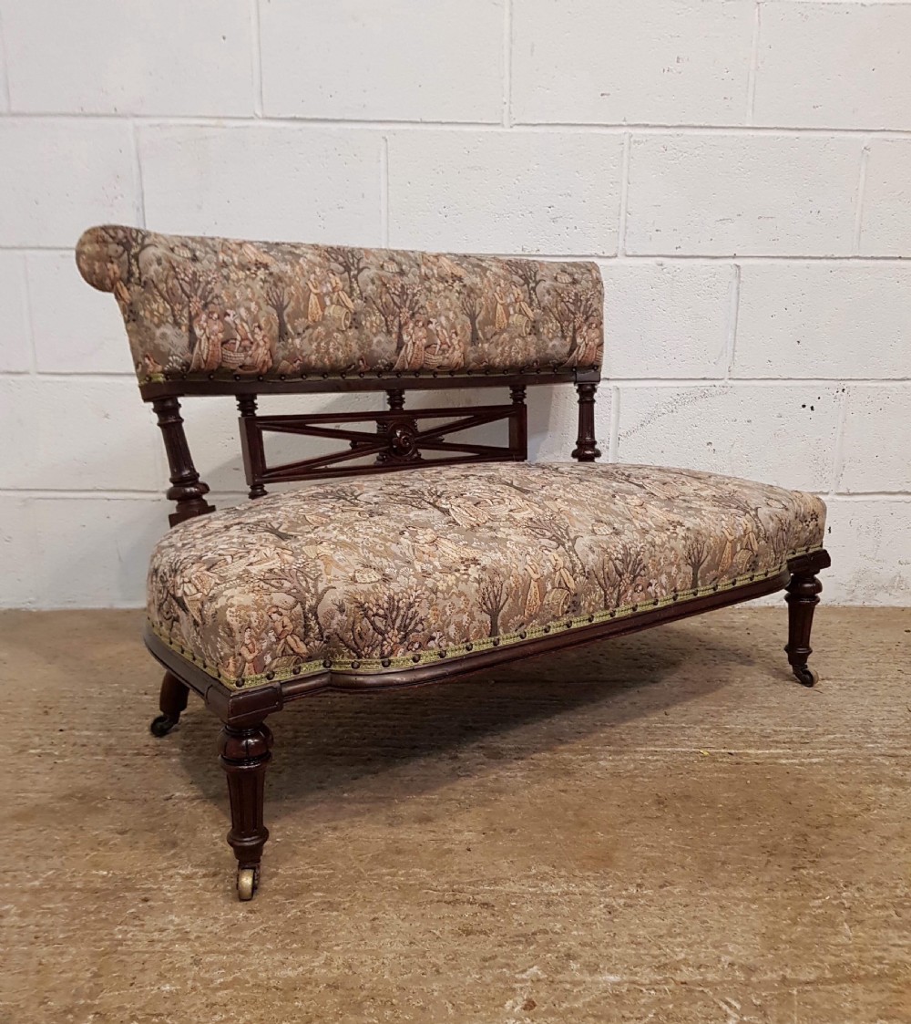ANTIQUE SMALL FRENCH MAHOGANY SERPENTINE SHAPED SOFA C1900 View IV