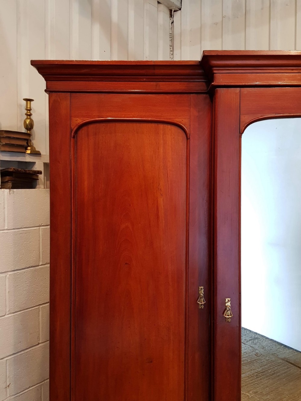 ANTIQUE VICTORIAN MAHOGANY TRIPLE BREAKFRONT WARDROBE COMPACTUM C18 View IV