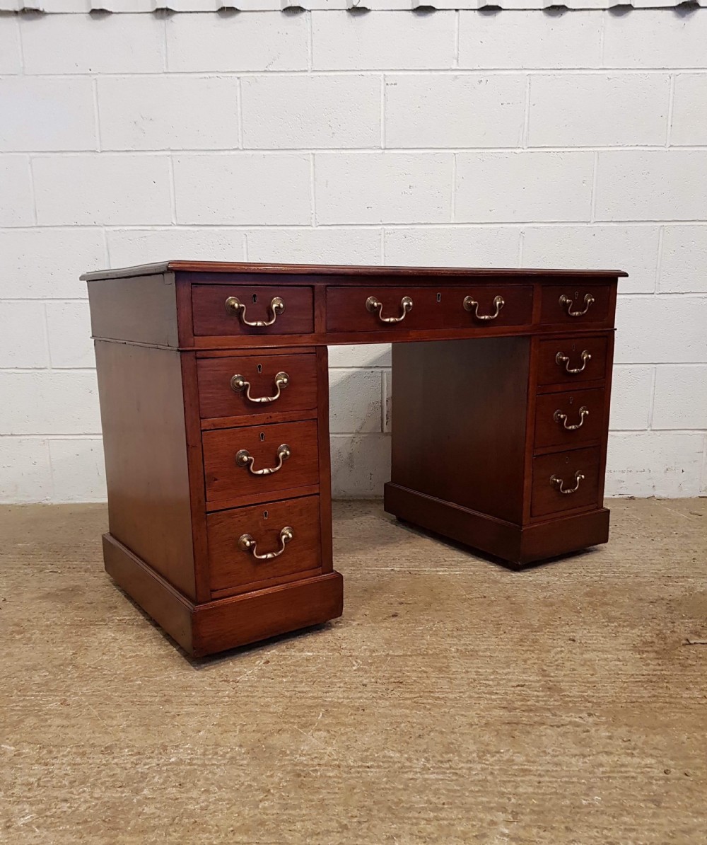 ANTIQUE LATE VICTORIAN MAHOGANY PEDESTAL DESK C1890 View V