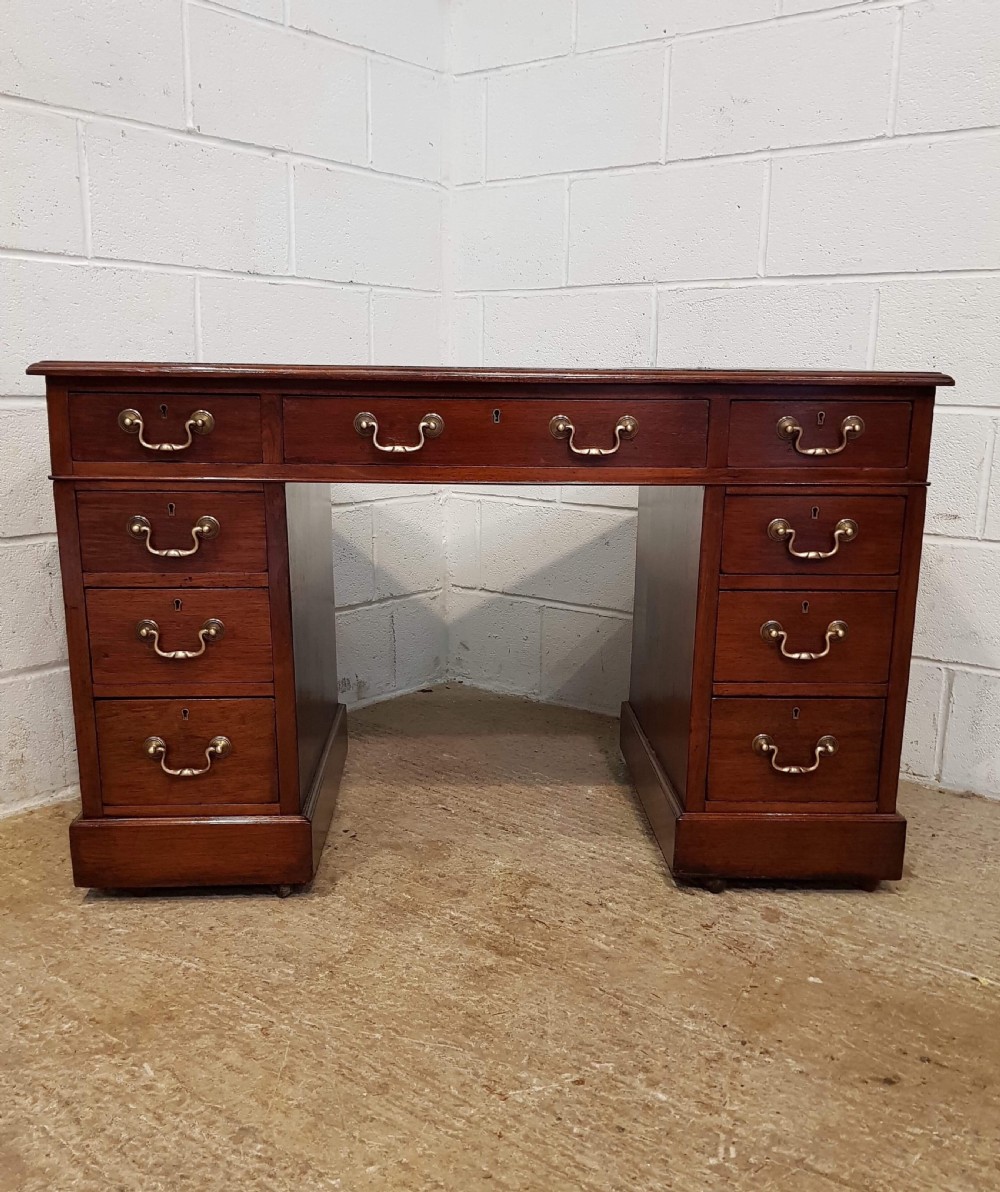 ANTIQUE LATE VICTORIAN MAHOGANY PEDESTAL DESK C1890 View VI