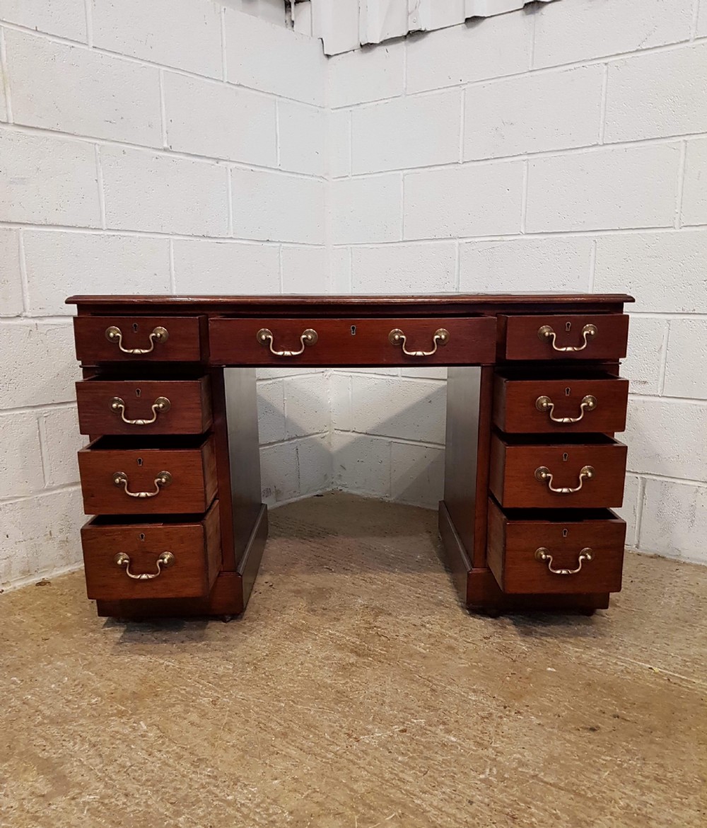 ANTIQUE LATE VICTORIAN MAHOGANY PEDESTAL DESK C1890 View VII