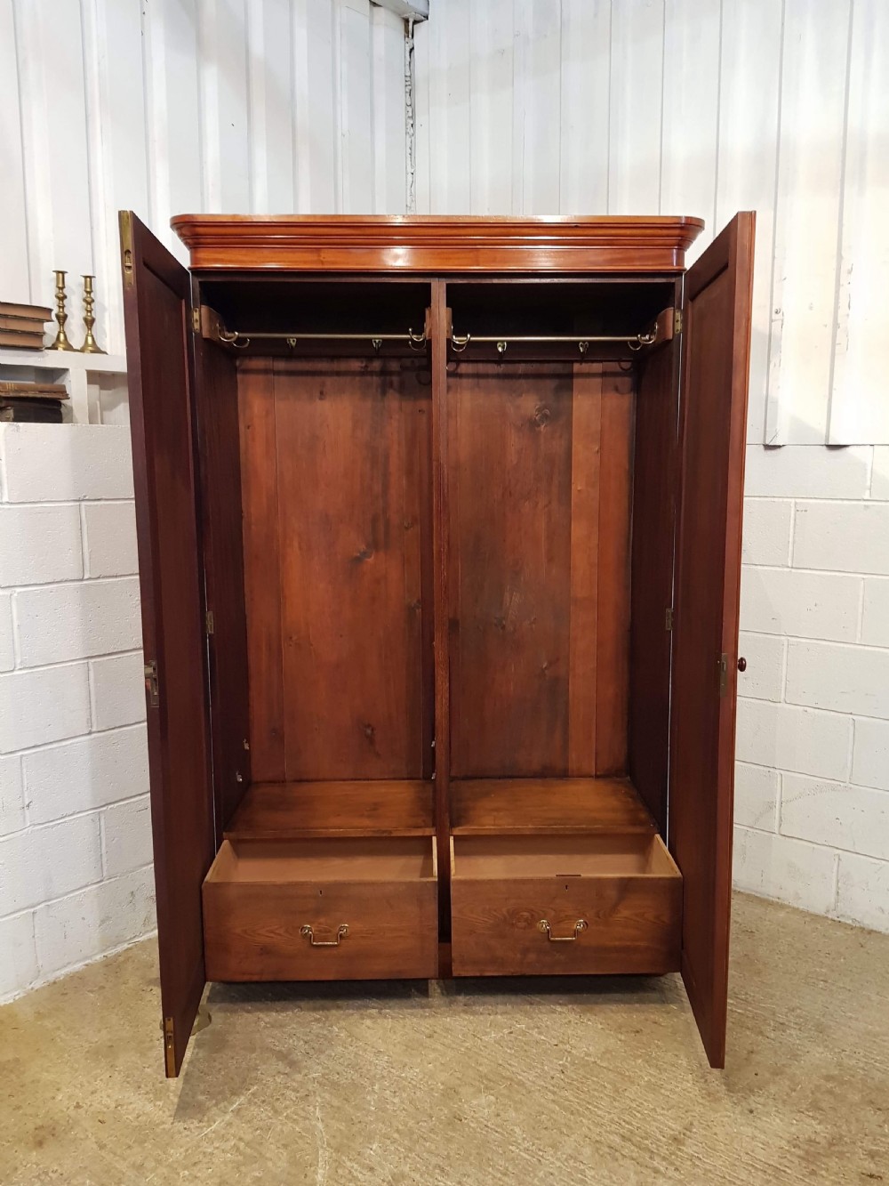 ANTIQUE VICTORIAN MAHOGANY DOUBLE WARDROBE C1880 View II