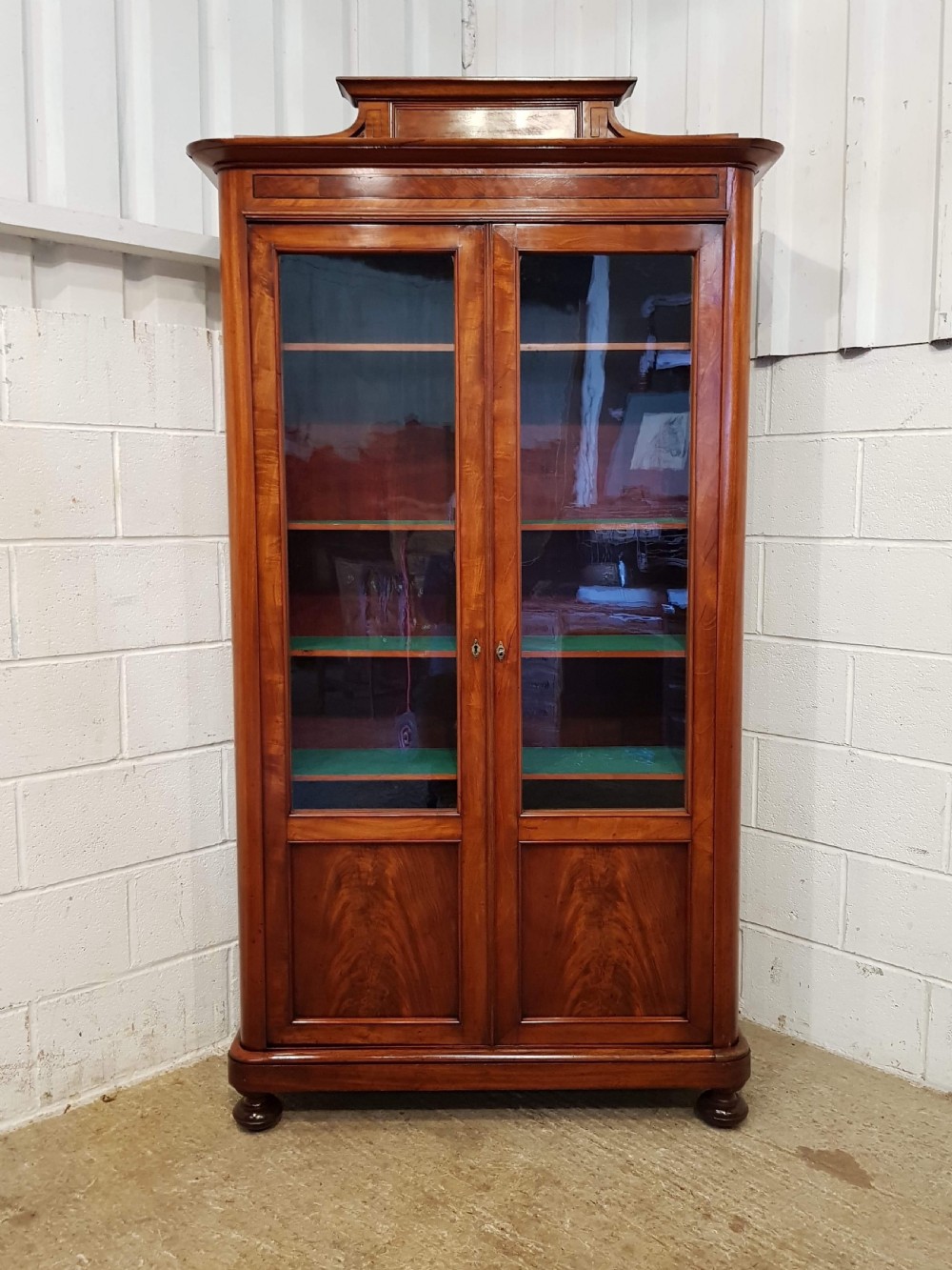 ANTIQUE BIEDERMEIER MAHOGANY GLAZED BOOKCASE C1840 View VII
