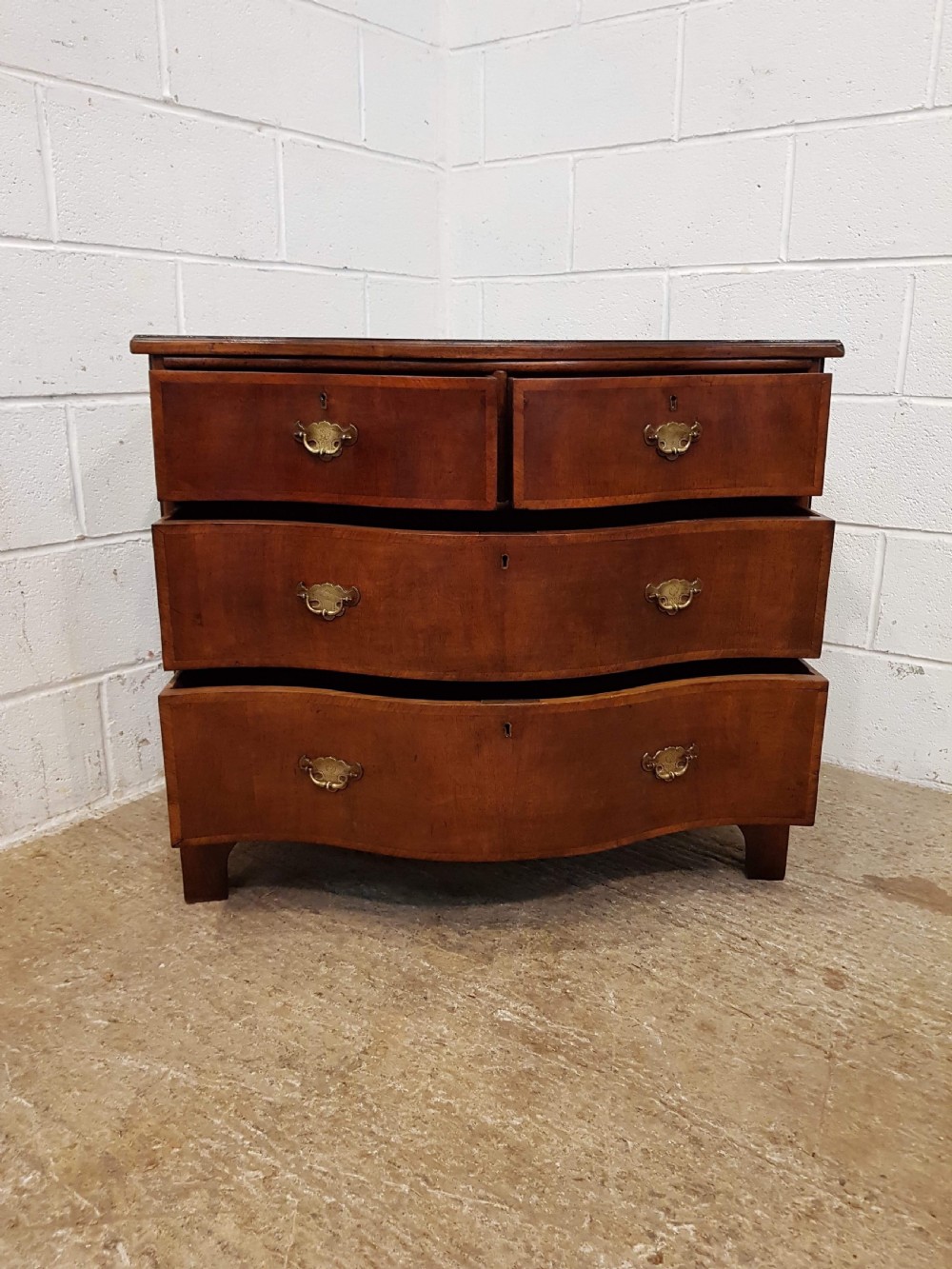 ANTIQUE EDWARDIAN WALNUT SERPENTINE CHEST OF DRAWERS C1900 View II