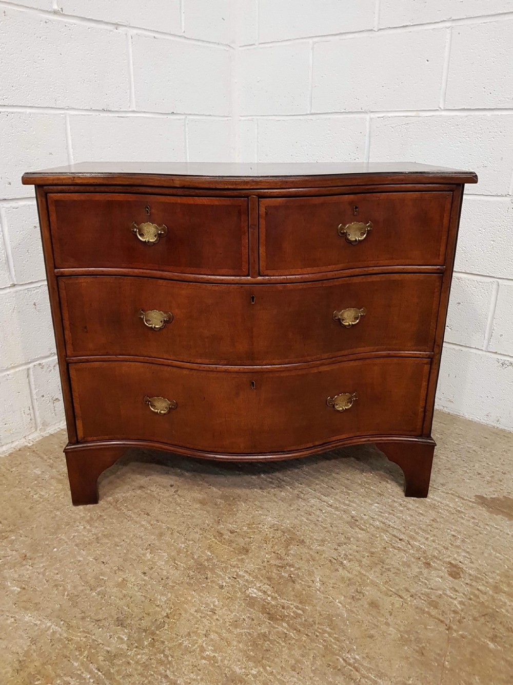 ANTIQUE EDWARDIAN WALNUT SERPENTINE CHEST OF DRAWERS C1900 View IV