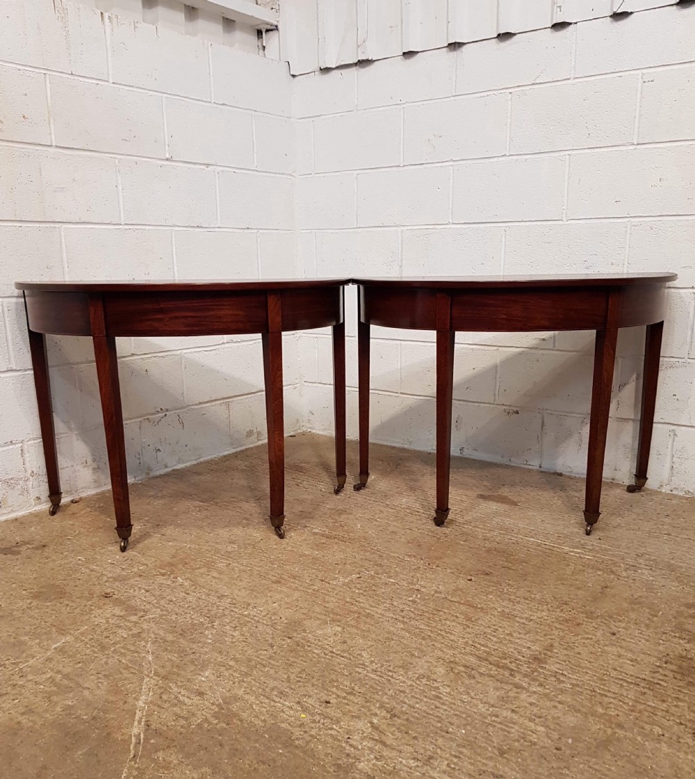 ANTIQUE PAIR REGENCY MAHOGANY DEMI LUNE TABLES C1820 View VI