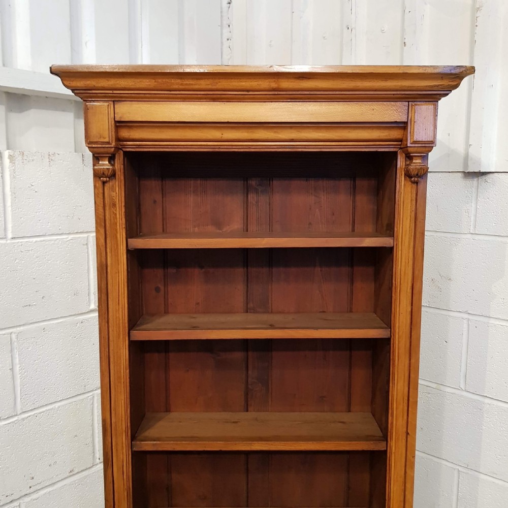 ANTIQUE VICTORIAN TALL NARROW SATINWOOD OPEN BOOKCASE C1880  View II