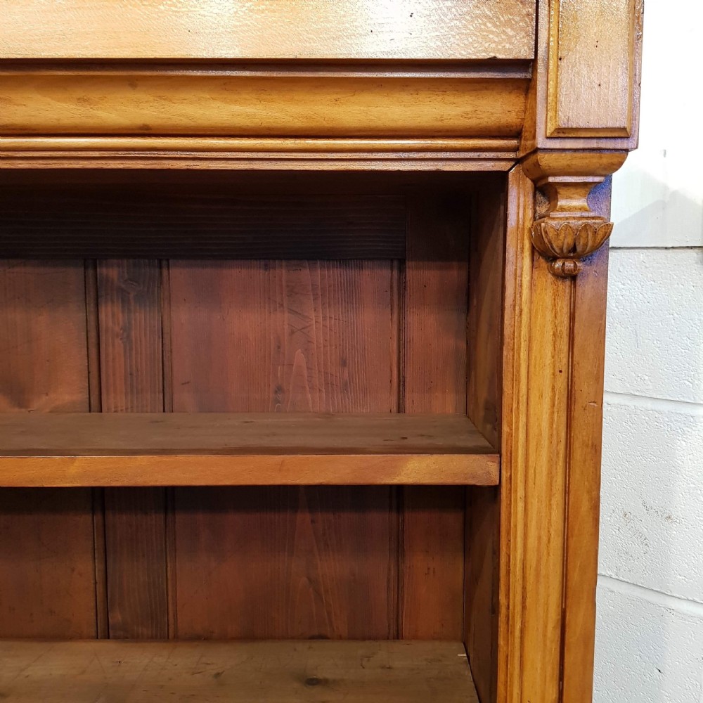 ANTIQUE VICTORIAN TALL NARROW SATINWOOD OPEN BOOKCASE C1880  View V