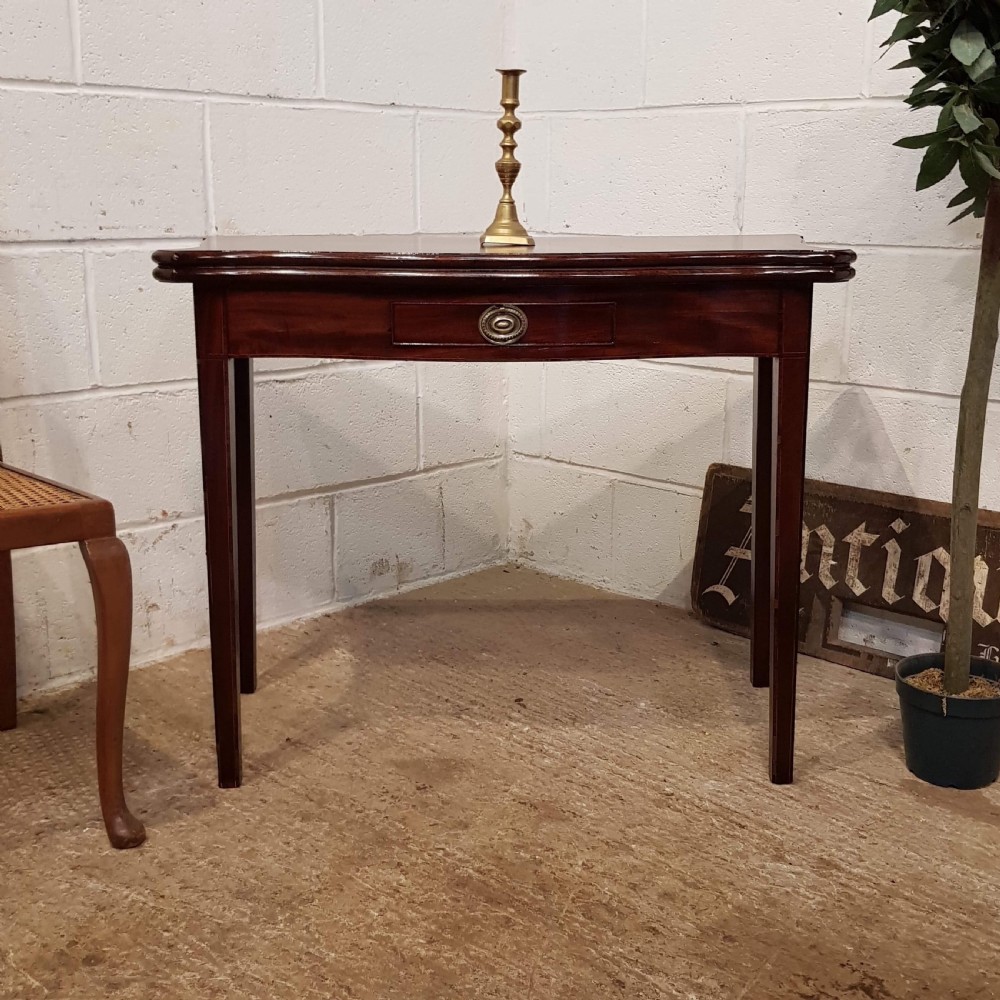 ANTIQUE REGENCY MAHOGANY SERPENTINE FOLD OVER TEA TABLE C1820
