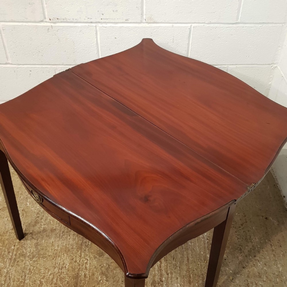 ANTIQUE REGENCY MAHOGANY SERPENTINE FOLD OVER TEA TABLE C1820 View III