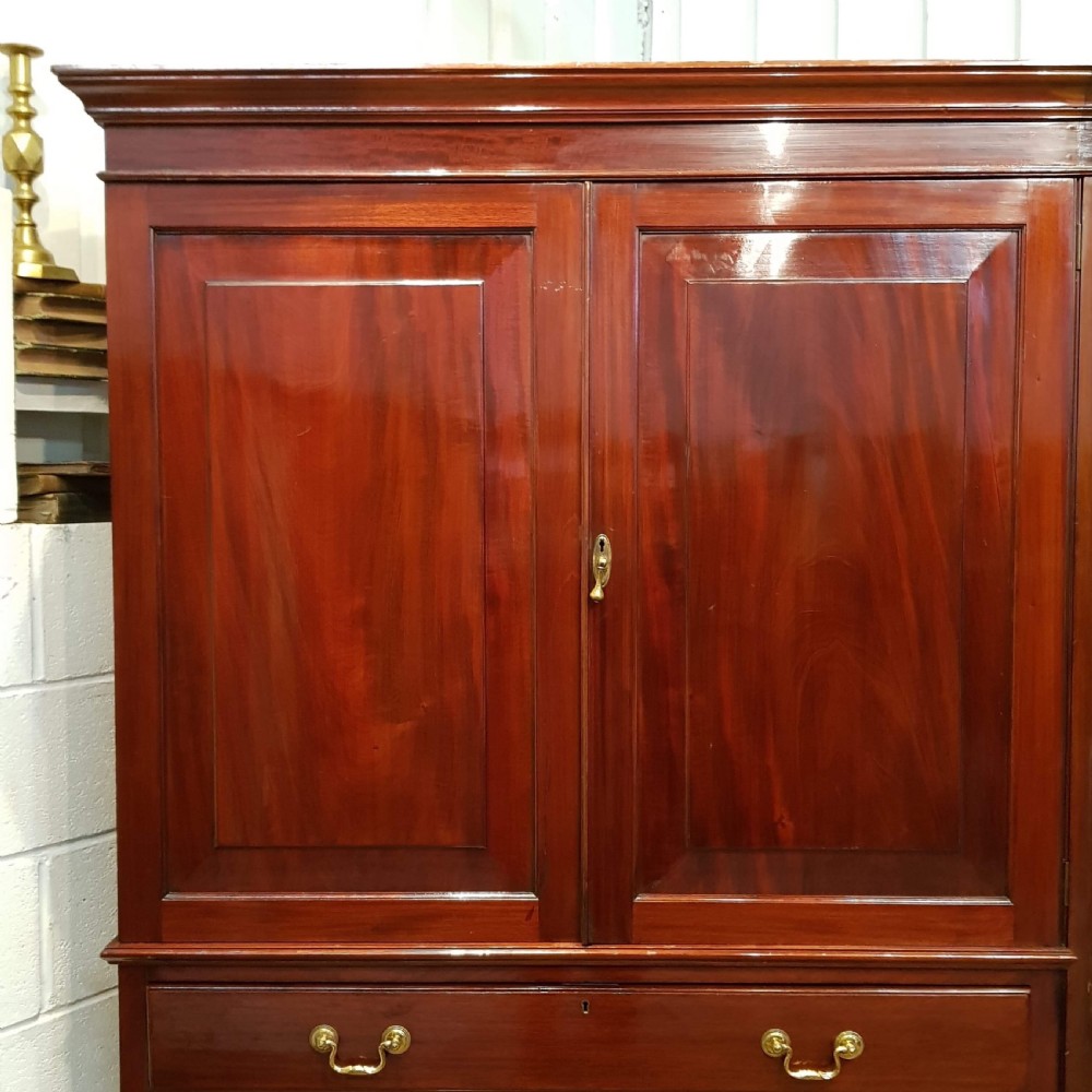 ANTIQUE EDWARDIAN MAHOGANY GENTS COMPACTUM WARDROBE WITH CLOTHES PRESS C1900 View II
