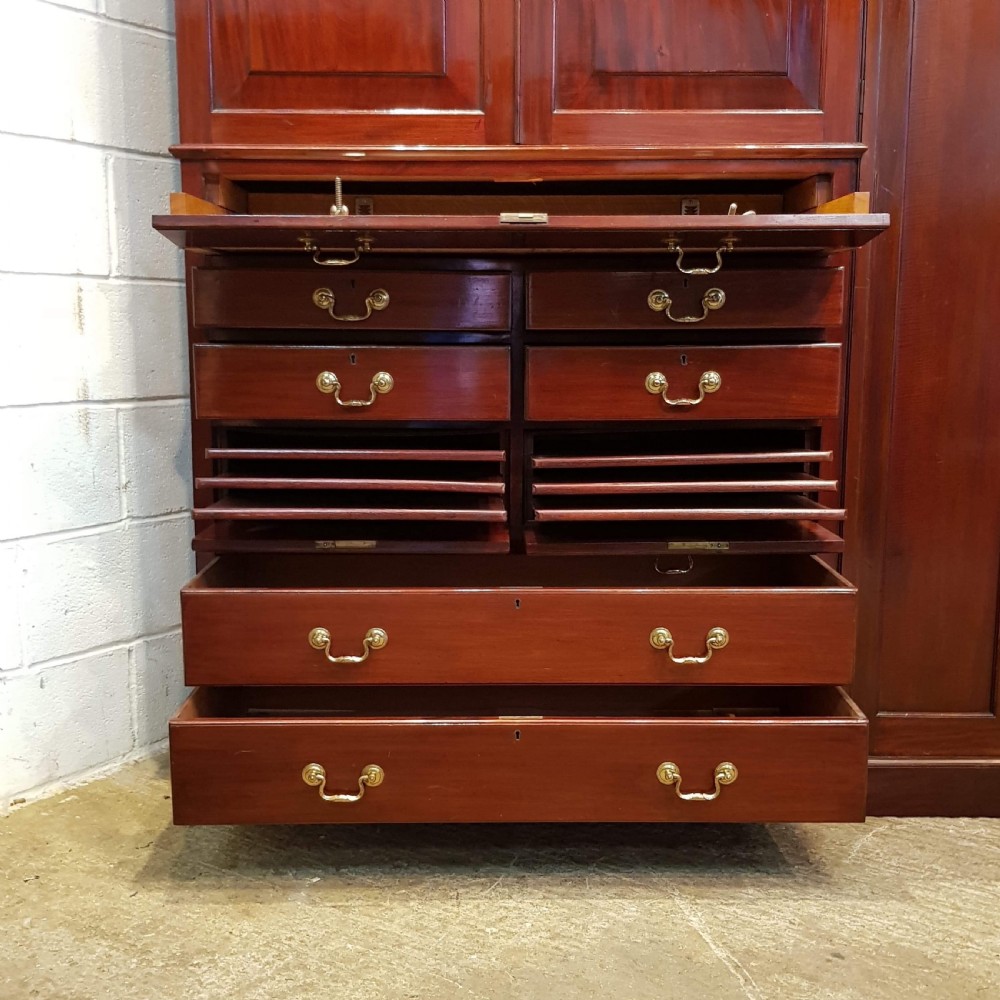 ANTIQUE EDWARDIAN MAHOGANY GENTS COMPACTUM WARDROBE WITH CLOTHES PRESS C1900 View VII
