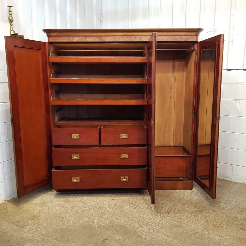 ANTIQUE VICTORIAN BURR WALNUT TRIPLE WARDROBE COMPACTUM C1880 View IV