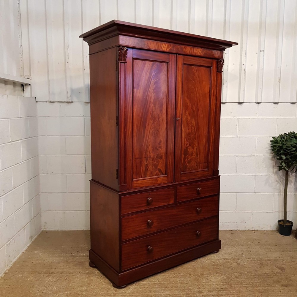ANTIQUE WILLIAM 1V MAHOGANY LINEN PRESS C1830 View IV