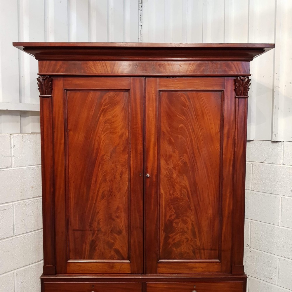 ANTIQUE WILLIAM 1V MAHOGANY LINEN PRESS C1830 View V