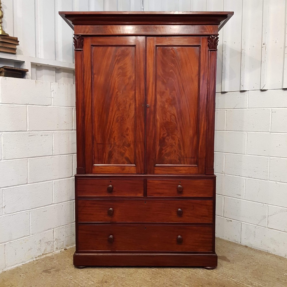 ANTIQUE WILLIAM 1V MAHOGANY LINEN PRESS C1830 View VI