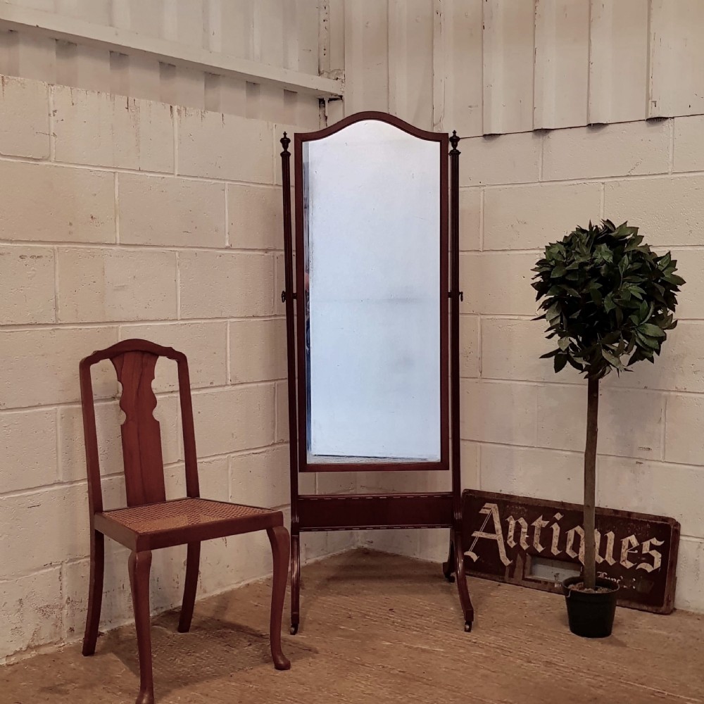 ANTIQUE EDWARDIAN MAHOGANY CHEVAL MIRROR C1900 View III